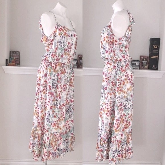 J. Jill Summer Garden Maxi Dress Floral, White Multi, Size M New w/Tag - Picture 11 of 15